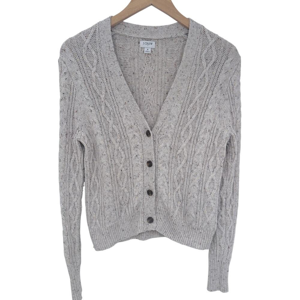 J Crew Cardigan Sweater Womens Small Cream Cable Knit Button Front